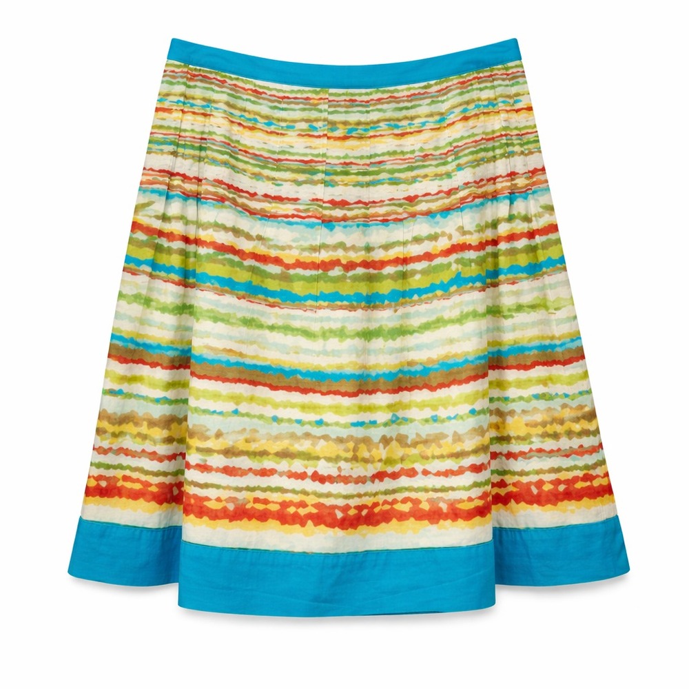 Talbots Colorful Striped A Line Skirt Womens 6 Cotton Lined Midi Coastal Preppy